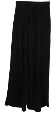 Dámske čierne rebrované úpletové palazzo nohavice Shein