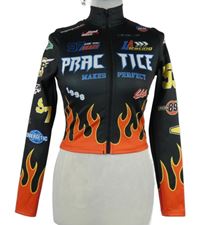 Dámská černo-červená vzorovaná propínací sportovní mikina Shein 