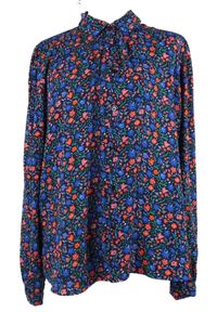 Dámska tmavomodro-červená kvietkovana blúzka TU