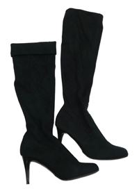 Dámské černé semišové kozačky na jehlovém podpatku Next vel. 39