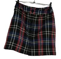 Dámska čierno-ružovo-modrá kockovaná sukňa M&S