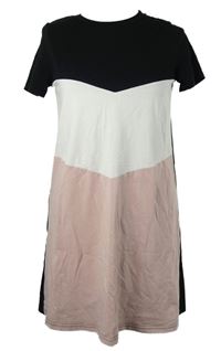 Dámske čierno-bielo-svetloružové šaty Shein