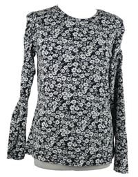 Dámské černo-bílé kytičkované triko 