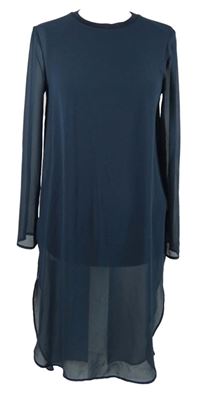 Dámske tmavomodré šifónové šaty Zara