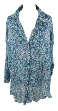 Dámská modro-bílá kytičkovaná halenka Primark 