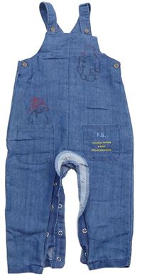 Modré rifľové na traké ľahké nohavice s výšivkami Paddington