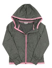 Šedo-neonově růžová sportovní propínací mikina s kapucí H&M
