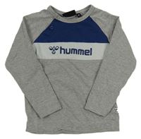Šedo-modré triko s logem Hummel