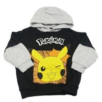 Černo-šedá mikina s Pikachu a kapucí 