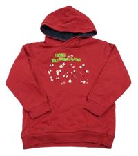 Červená mikina s potlačou a kapucňou Blue seven