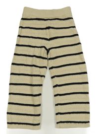 Béžovo-černé pruhované pletené kalhoty F&F
