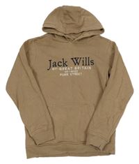 Béžová mikina s logom a kapucňou Jack Wills
