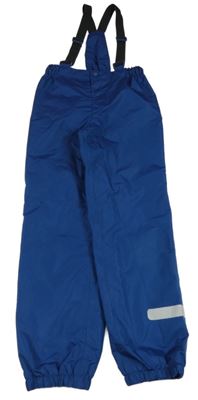 Tmavomodré šusťákové podšité cuff kalhoty s kšandami Alive