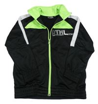 Čierno-neónově zeleno-biela športová prepínaci mikina s nápisom