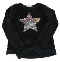 Čierna chlpatá mikina s hvězdou z překlápěcích flitrů H&M