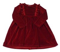 Červené zamatové šaty s volánom F&F