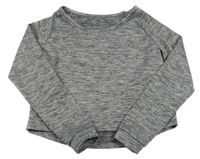 Šedo-černé melírované sportovní crop triko 