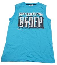 Azurové tielko s nápisom Yigga