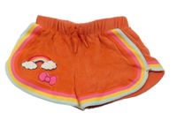 Červené sametové kraťasy s proužkem a nášivkami Disney