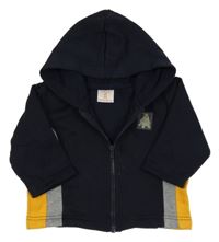 Tmavomodro-žlto-sivá prepínaci mikina s kapucňou