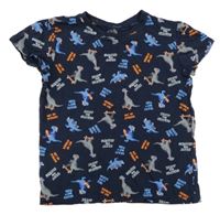 Tmavomodré tričko s dinosaury Kiki&Koko