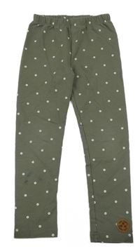 Khaki legíny s kvietkami Topolino