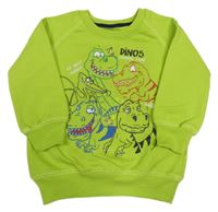 Limetková mikina s dinosaurami