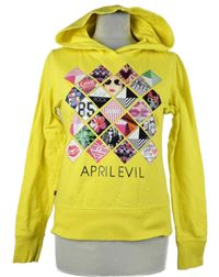 Dámská žlutá mikina s potiskem a kapucí April Evil