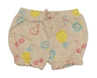 Ružové bavlnené kraťasy s ovociem zn. Matalan