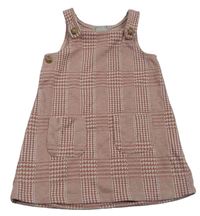 Ružovo-sivé kostkovano/vzorované na traké šaty Matalan