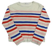 Bielo-modro-červený pruhovaný sveter H&M