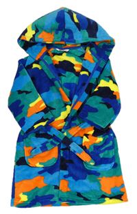 Farebný army chlpatý župan s kapucňou M&S