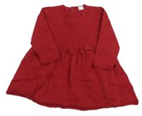 Rubínové pletené šaty s dírkovaným vzorom H&M