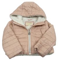 Svetloružová šušťáková prešívaná crop pod/zimní bunda s kapucňou Michael Kors