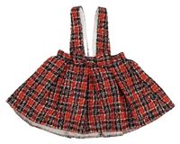 Červeno-bielo-čierna kockovaná sukňa s trakami zn. River Island