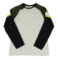 Khaki-bílé triko s nápisy C&A