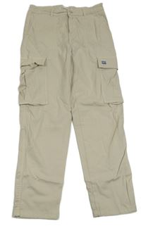 Béžové plátěné cargo kalhoty Zara