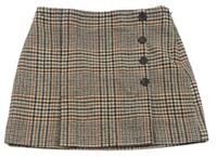 Bílo-černo-šedo-oranžová kostkovaná sukně Next