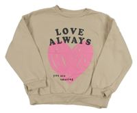 Béžová mikina s nápisom a srdcem George