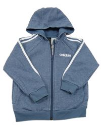 Modrá melírovaná propínací mikina s kapucí Adidas