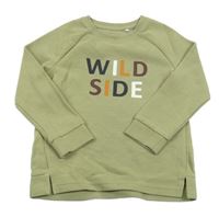 Zelená rebrovaná mikina nápisom Topolino