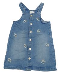 Modré riflové šaty s kytičkami C&A