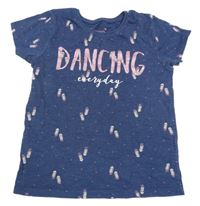 Tmavomodré vzorované tričko s nápisem Primark