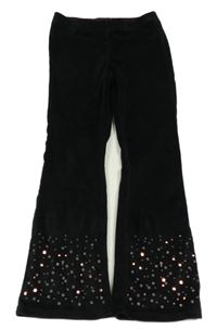 Černé plyšové flare kahoty s flitrami Dopodopo