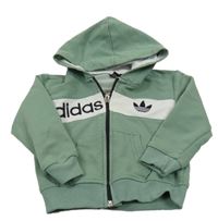 Zeleno-biela prepínaci mikina s kapucí Adidas