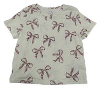 Smotanové tričko s mašličkami Shein