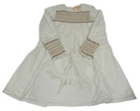 Smotanové plátenné žabičkové šaty Aomi