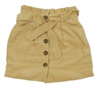 Béžová paper bag menšestrová prepínaci podšitá sukňa s opaskom BASS