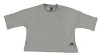 Šedé crop žebrované tričko Adidas