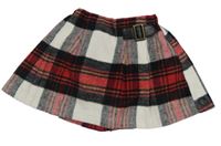 Červeno-bielo-farebná kockovaná skladaná vlnená sukňa zn. Next